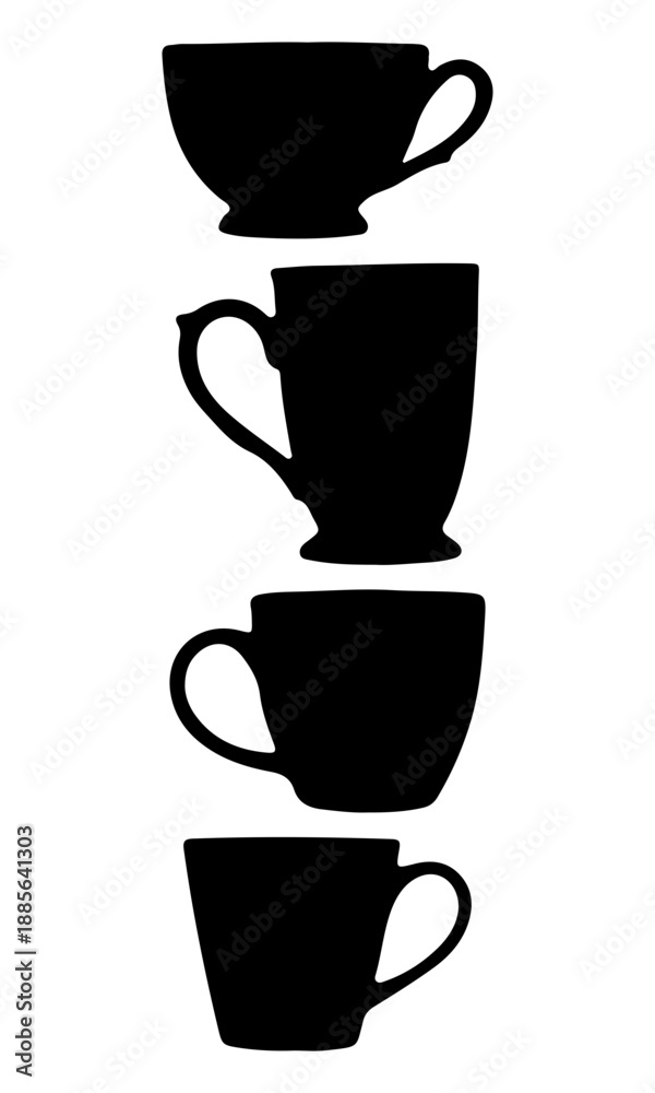Obraz premium Coffee cup vector, coffee cup creative art, tea cup silhouettes, tea cup vector design isolated