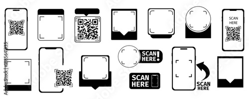 QR code frame template. QR code with inscription scan me with smartphone. Scan me icon. Scan qr code icon for payment, mobile app