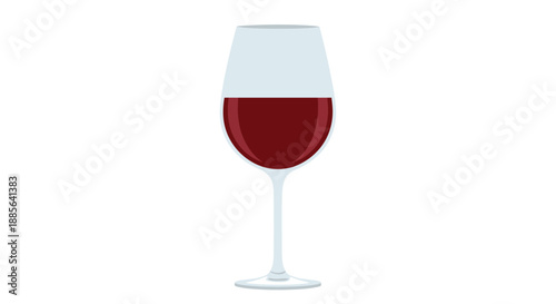 Elegant glass of deep red wine filled to the middle with a slender stem and clear glass on a clean white background.