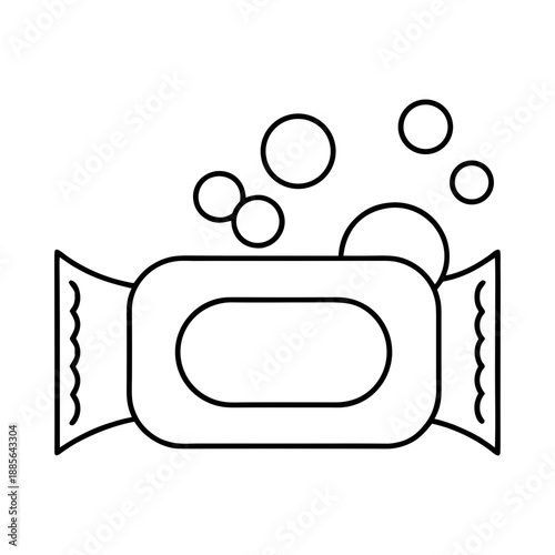 Soap Bar With Wrapper Line Art Vector On Transparent Background