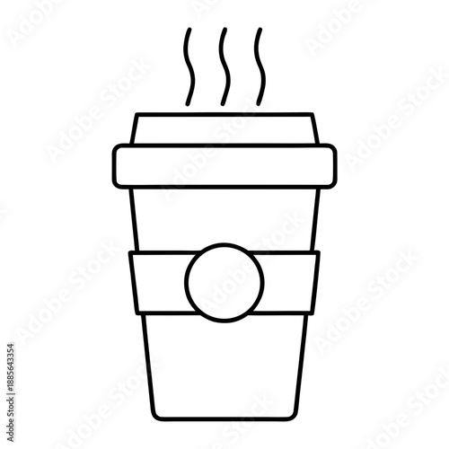 Takeaway Coffee Cup Line Art Vector On Transparent Background