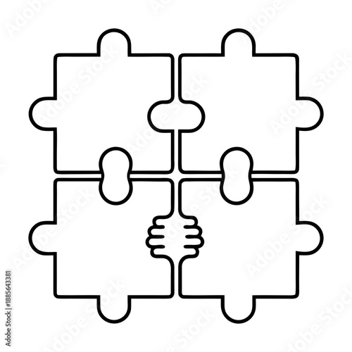 Teamwork Puzzle Outline Icon On Transparent Background