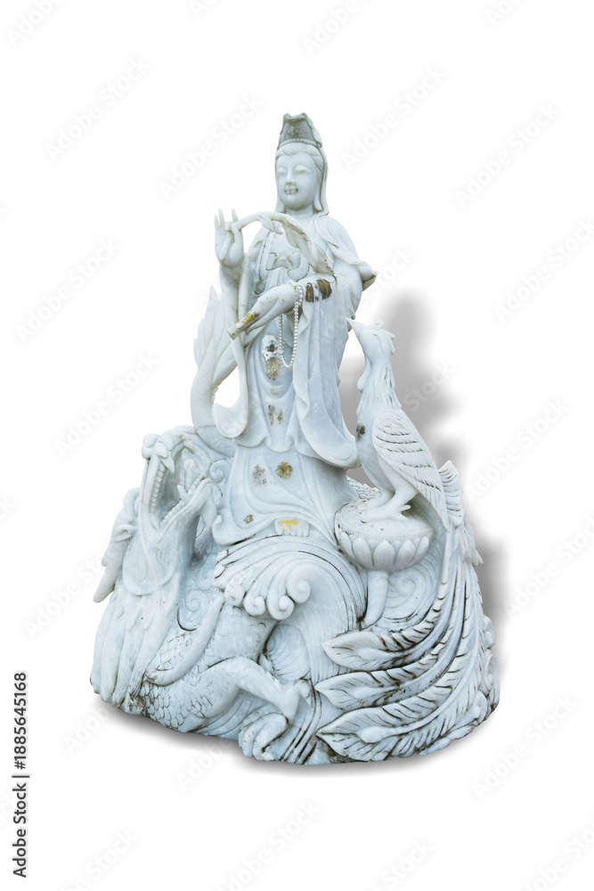 Fototapeta premium Goddess of Mercy Guanyin ,Kuan Yin isolated on white background. This has clipping path.
