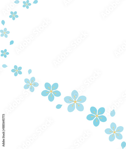 舞う桜の花　ブルー