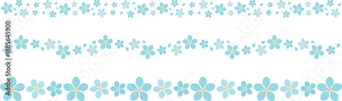 かわいい桜のライン3種セット　ブルー