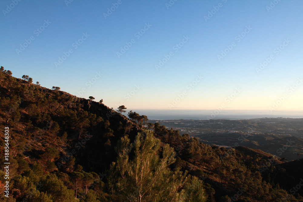 Obraz premium Scenic Views of Mijas, White Andalusian Village in the Mountains Overlooking the Mediterranean Sea, Southern Spain
