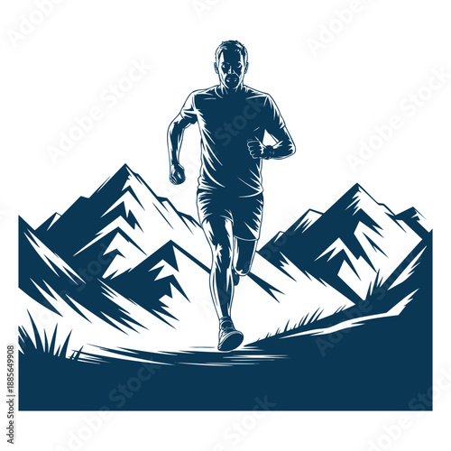 Runner conquering mountain terrain