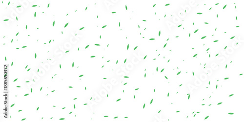 Seamless green tea leaves falling pattern on white background. Minimalist organic foliage vector illustration for spring, nature, health, and eco-friendly brand identity design.