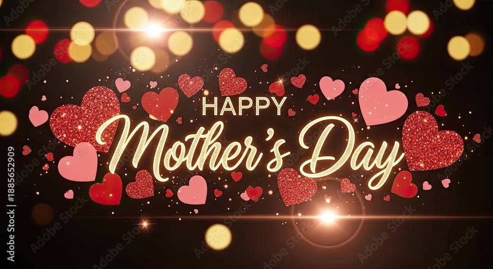 custom made wallpaper toronto digitalHappy Mother’s Day Celebration with Hearts and Glowing Lights