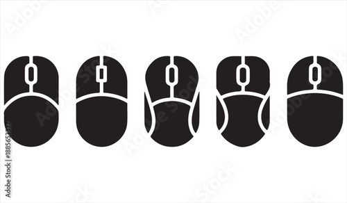 Black silhouette computer mouse icon collection