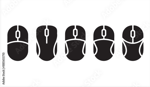 Computer mouse silhouettes set in black vector style