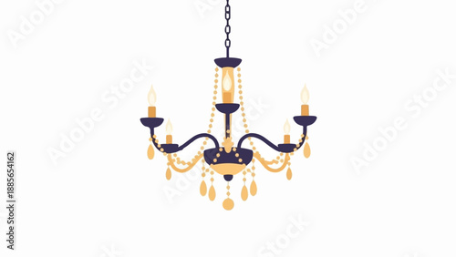 Elegant decorative chandelier with multiple candle-like light fixtures and crystal accents