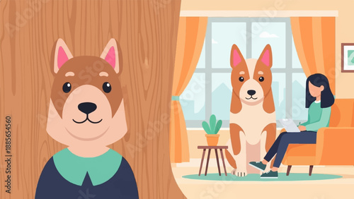 Dog's perspective of a therapy session with a woman