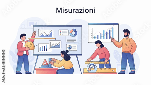 Diverse group meticulously analyzing business data and charts with measuring tools