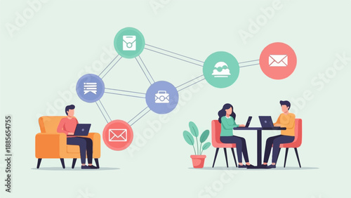 Digital connection and communication network between people working