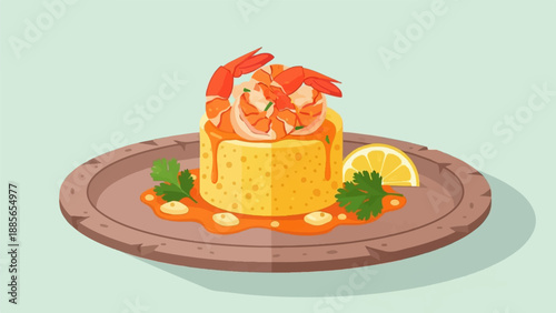 Delicious shrimp dish served on a rustic platter with lemon and herbs