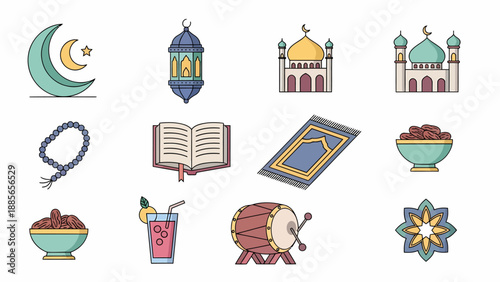 Islamic Symbols and Icons Collection.