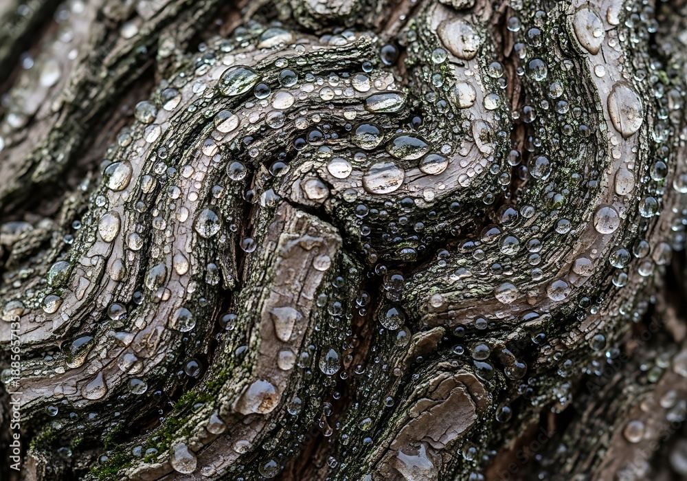 Obraz premium Raindrops on tree bark
