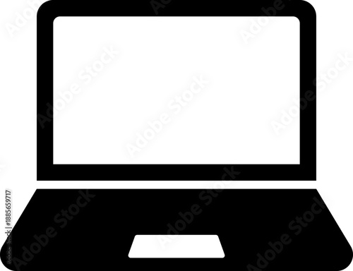 シンプルなモノクロのノートパソコンのシルエットアイコン