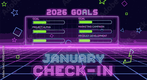 Neon Goal Setting for January Checkin.