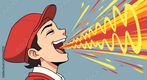 Man Yelling Loudly with Open Mouth.