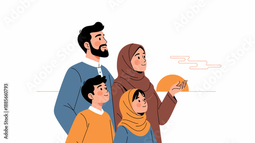 Family of four standing together smiling.