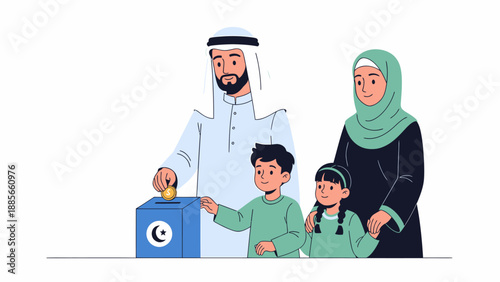 Family Voting Together at Polling Station.