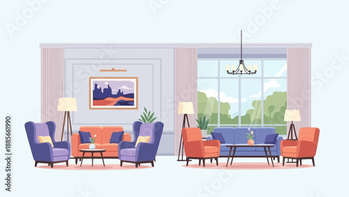 Cozy living room with comfortable seating and natural light