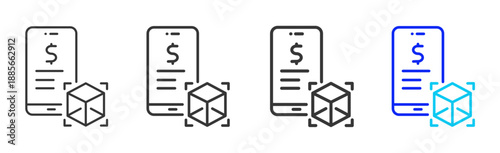 Crypto Call icon set collection creative outline style for finance toolkit with multiple thickness variations suitable for digital design branding ui ux web app
