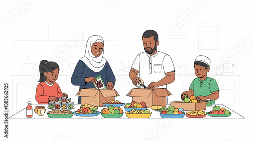 Family Preparing Food Together at Home.