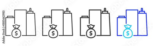Capital Hub icon set collection creative outline style for finance toolkit with multiple thickness variations suitable for digital design branding ui ux web app