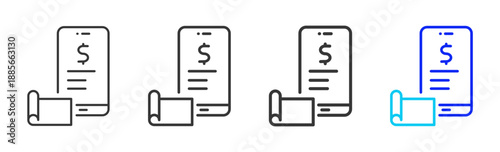 Plan Pay icon set collection creative outline style for finance toolkit with multiple thickness variations suitable for digital design branding ui ux web app