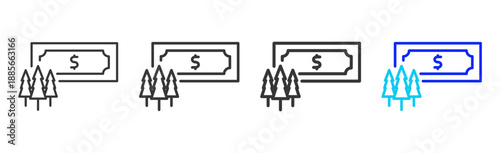 Green Finance icon set collection creative outline style for finance toolkit with multiple thickness variations suitable for digital design branding ui ux web app
