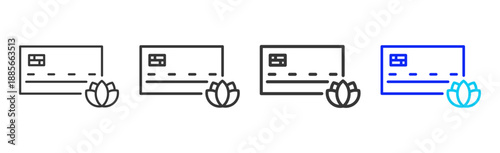 Lotus Card icon set collection creative outline style for finance toolkit with multiple thickness variations suitable for digital design branding ui ux web app