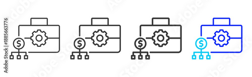 Stake Tools icon set collection creative outline style for finance toolkit with multiple thickness variations suitable for digital design branding ui ux web app