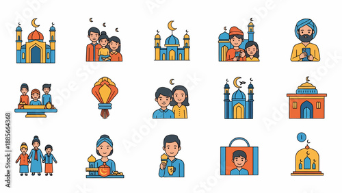 Ramadan Kareem Islamic Icons and Symbols.