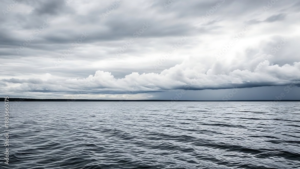 Obraz premium Dramatic ocean landscape with cloudy sky.