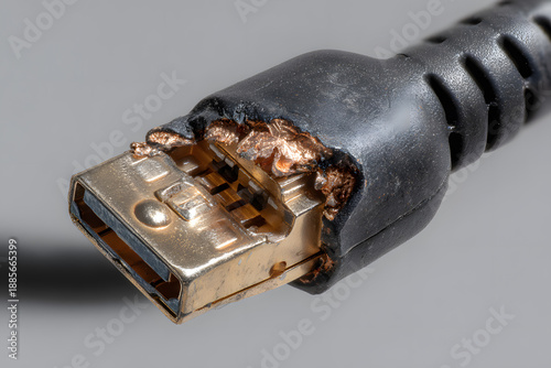 Wallpaper Mural Damaged USB cable with exposed wires and corrosion showing on the connector end Torontodigital.ca