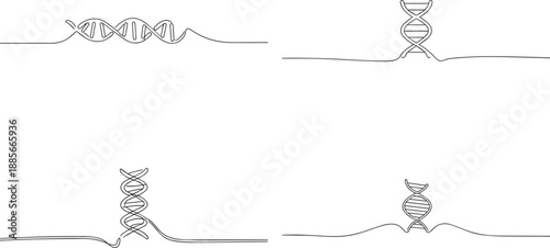 A Set of DNA one continuous line art, Vector illustration, One line art, Line art graphic style
