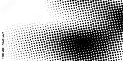 Grunge halftone gradient background. Faded grit noise texture. White and black sand wallpaper. Retro pixelated backdrop. Anime or manga style comic overlay. Vector graphic design textured template