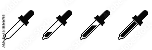 Eye Dropper Icon Set – Line, Solid and Flat Styles, Baby Medicine Dropper with Liquid Droplet
 Vector Collection
