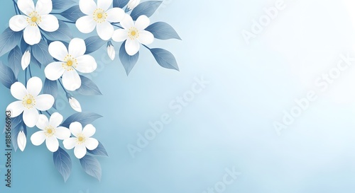 Happy mother's day wishes with beautiful white flowers and leaves
