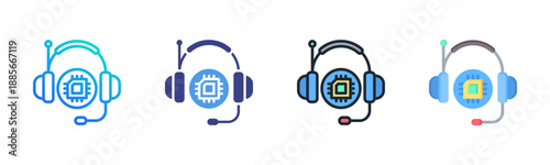 Virtual Assistant Icon Set Multiple Style Collection