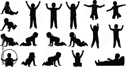 Set of diverse business people silhouettes standing in professional poses and office outfits isolated on white background for corporate marketing design