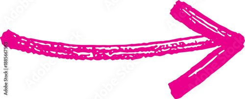 Billede på lærred Hand-drawn hot pink arrow pointing right with a textured, chalk-like appearance