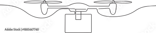 Drone one continuous line art, Vector illustration, One line art, Line art graphic style