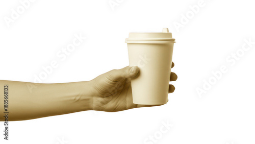 Hand holding a disposable coffee cup