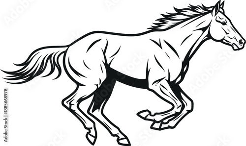 Running horse line art illustration