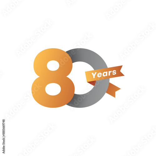 Elegant 80th Anniversary Vector Illustration with Gold Number and Ribbon, Celebrating Eighty Years of Company Success and Event Milestone
