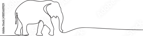 Photography Elephant one continuous line art, Vector illustration, One line art, Line art gr